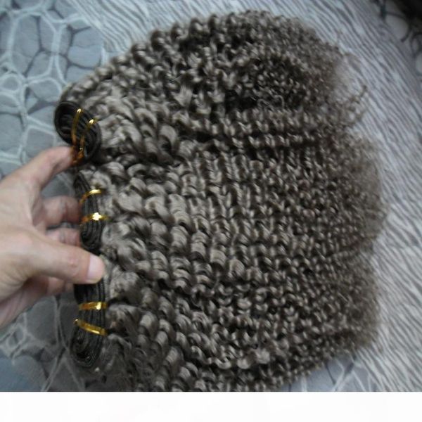 

brazilian virgin hair 3 bundles kinky curly gray hair extensions 300g 3pcs brazilian hair weave bundles double weft, Black