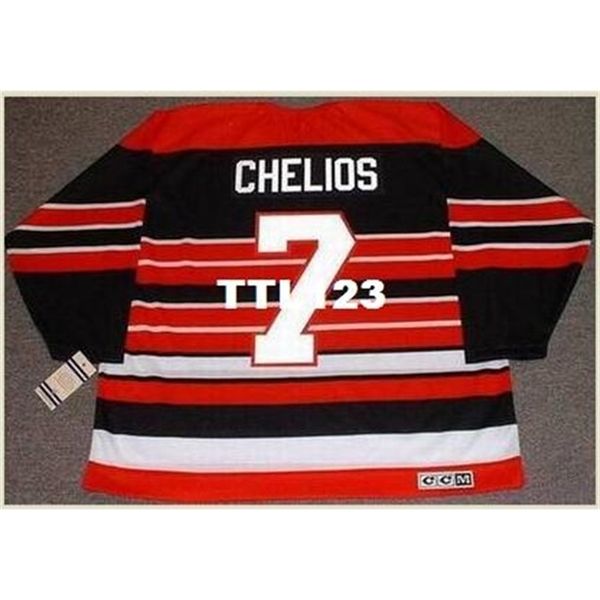 

421s #7 chris chelios chicago blackhawks 1992 ccm retro away hockey jersey or custom any name or number retro jersey, Black