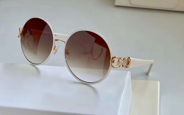 

women stones round sunglasses 180s white gold frame brown shaded sun glasses fashion sunglasses with box, White;black