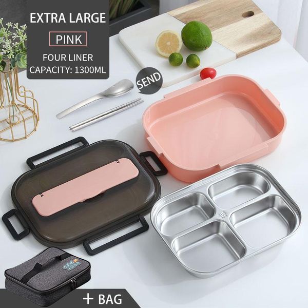 

достопримечательный портативный обеденный ящик для детской школы еда контейнер 304 из нержавеющей стали bento коробка с отделением микроволн