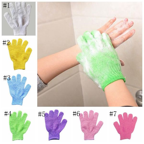 

factorynslffingers shower spa exfoliating five gloves body massage cleaning scrubber candy bath towel 7 colors dw4874