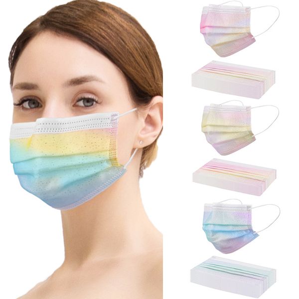 

rainbow mesh disposable mask non-woven fabric sunscreen dustproof gradient masks kts11