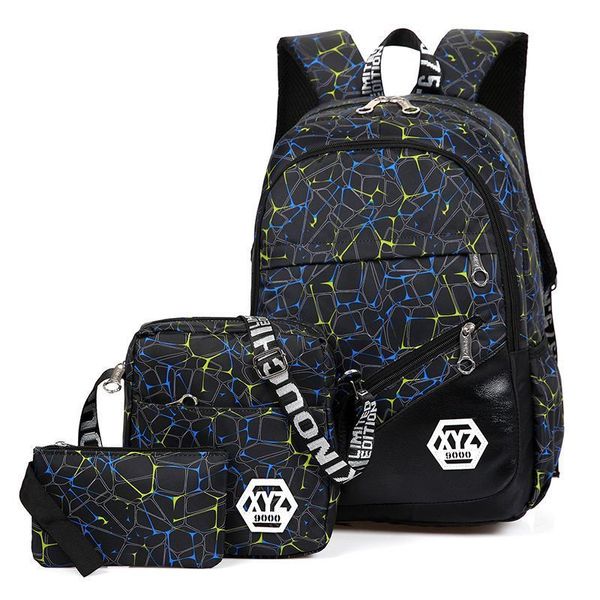 

new 3 pieces school backpack set camouflage printing school bag kids oxford bagpack for teenage boys students schoolbags mochila t200114