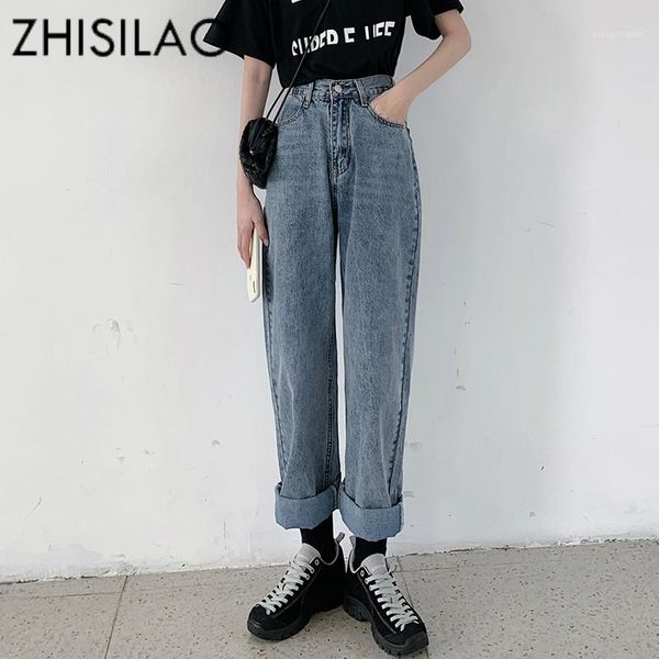 

wide leg loose jeans women high waist straight jeans plus size vintage boyfriend loose denim pants retro blue elastic 20201