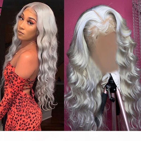 

colodo transparent lace wigs pre plucked grey loose wave wig brazilian remy orange pink lace front human hair wigs for women, Black;brown
