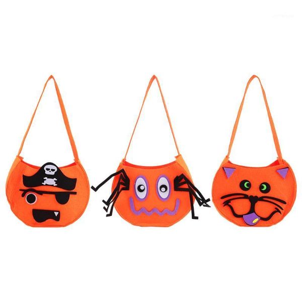 

3pcs halloween candy bag tote bag pumpkin themed design storage pouch (orange)1