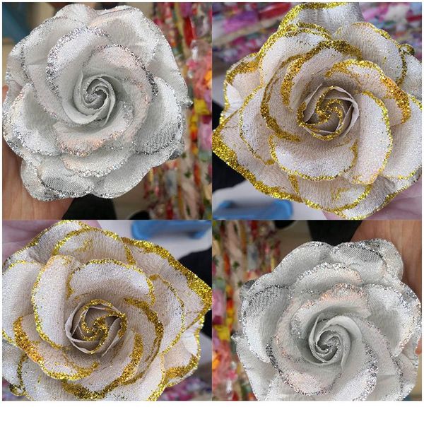 

30pcs gold rose artificial silk flowers heads for wedding decoration diy wreath gift box scrapbooking craft fake flo bbyfbp