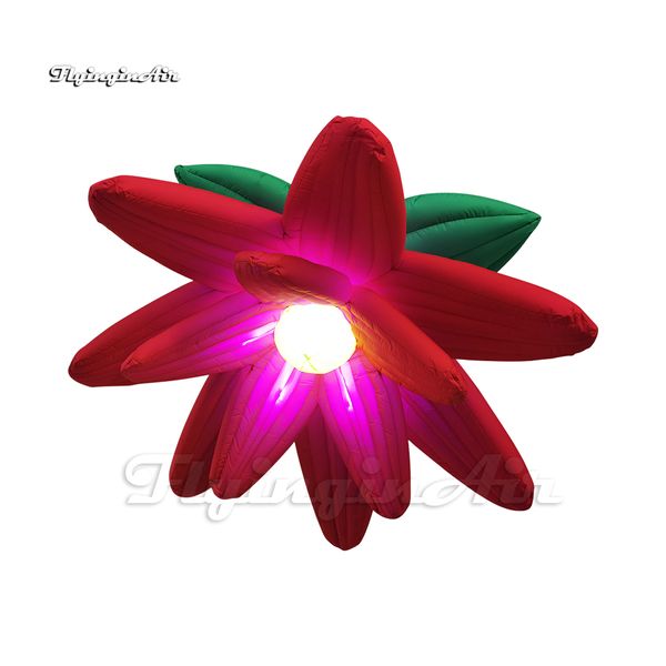 Pubblicità Gonfiabile Fiore Palloncino Illuminazione Rossa Fiori Artificiali Appeso Aria Blow Up Fiore Che Sboccia Per Spettacolo Teatrale