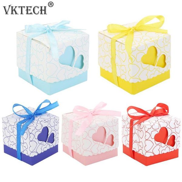 

10pcs double heart ribbon hollow candy boxes wedding favors gift box chocolate box wedding party valentine gifts party supplies