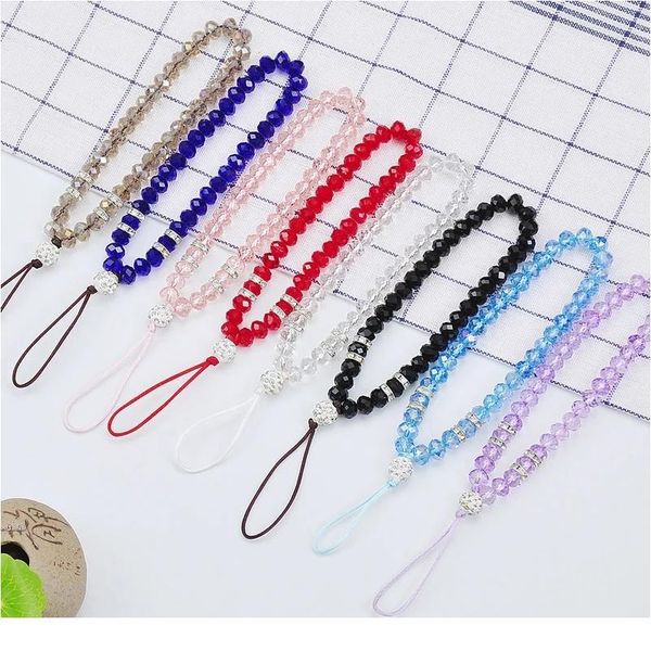 

universal phone charm strap fashion crystal beads hand wrist lanyard for phones iphone x samsung camera gopro qylaix