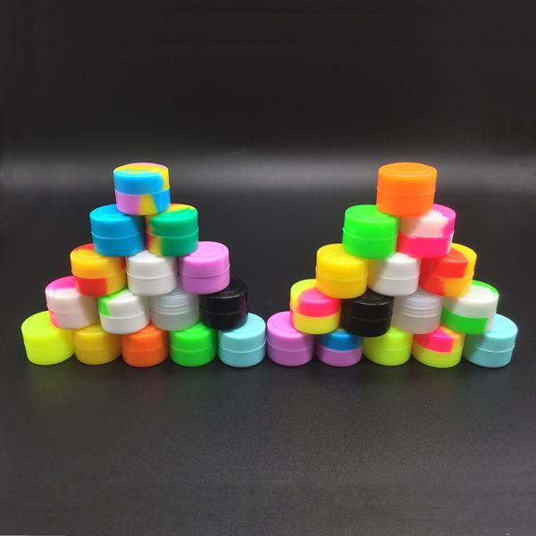 

wholesale 500 pcs/lot silicone container dab tool 2 ml food grade wax jars non-stick storage containers fast sea shipping gwc4614