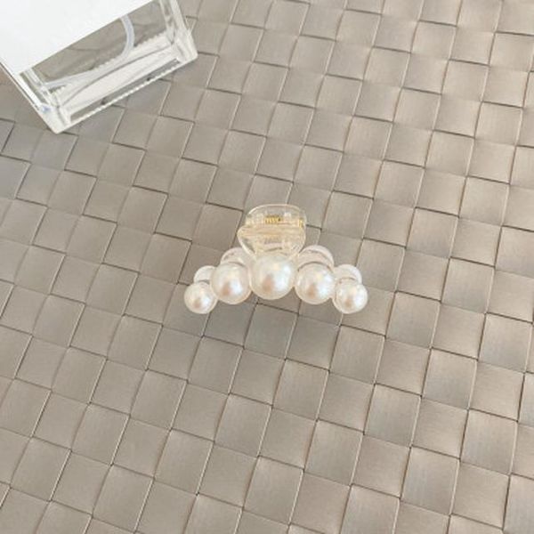 

aomu women big hair claws bathing hair clips girls imitation pearl hair accessories for women styling tool crab headwea sqceis, Golden;white