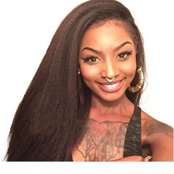 

8a mongolian coarse yaki italian yaki human hair 3pcs lot mongolian kinky straight weave in stock ing, Black;brown