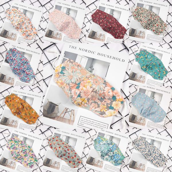 

dhl shipping floral pattern mask fashion washable cotton fabr adjustable ear bands suitable for cycling camping travel f ok3pw, Black