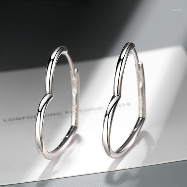 

hoop & huggie utimtree simple 925 sterling silver heart earrings for women party jewelry gifts minimalist earring female accessory1, Golden;silver