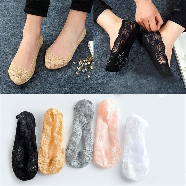 

sale 1 pair fashion women girl lace slipper ankle socks invisible seamless girls low cut boat thick socks1, Black;white