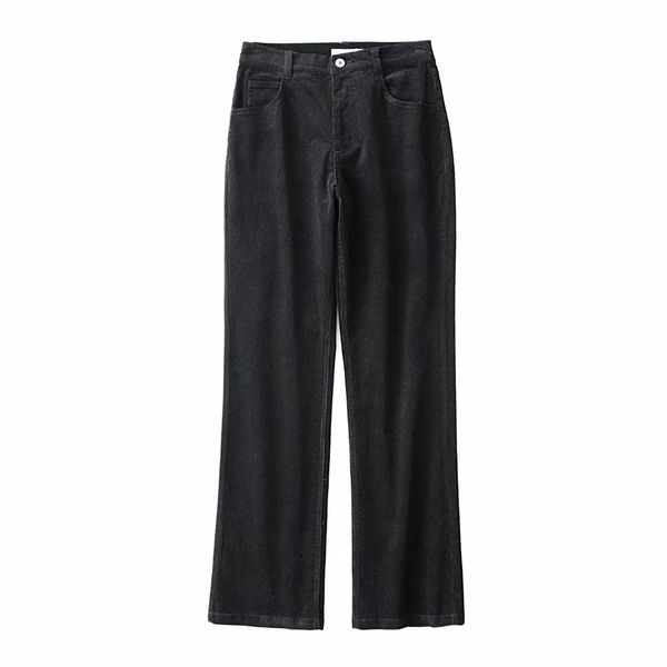 

2021 new corduroy casual women's ins blogger's high waisted loose micro stretch straight pants in autumn and winter mgcy, Black;white