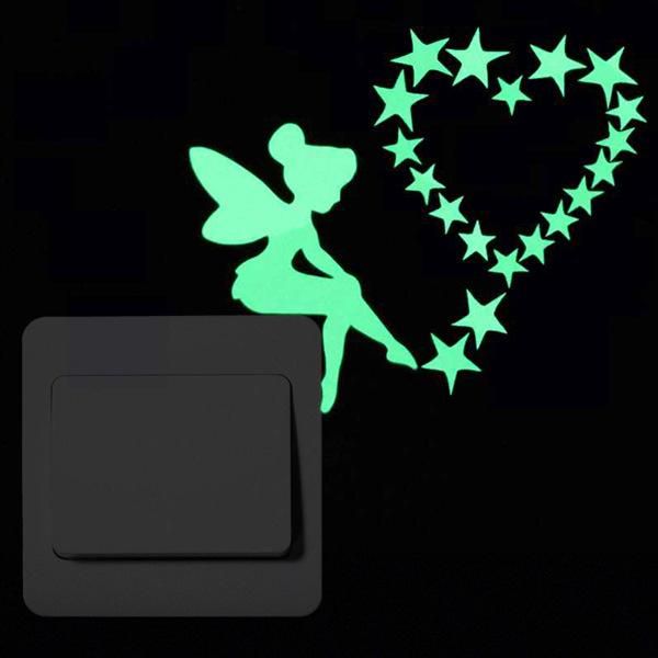 

night cat cartoon luminous glowing cartoon switch sticker glowing sticker household children's room decoration decal cat fairy tale moo