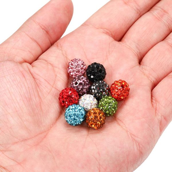 

10pcs/lot 10mm clay micro pave rhinestone crystal spacer beads for diy bracelet earrings jewelry making supplies str bbyijf