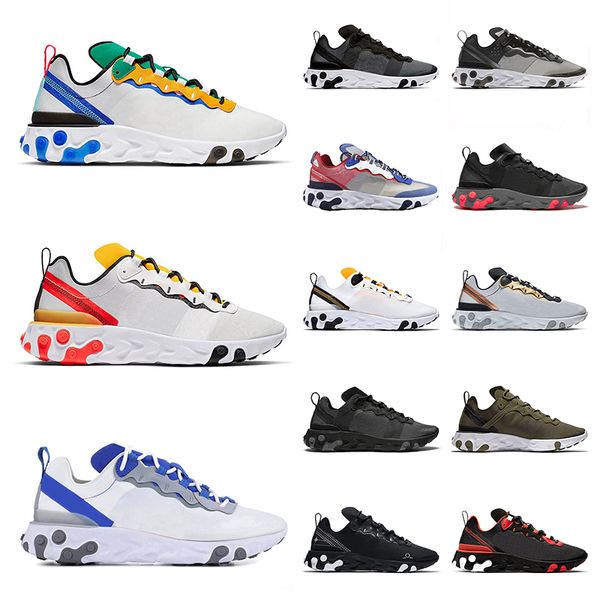 

react vision element 87 55 running shoes designer men women full black neptune green mist orange peel total orange sneakers sports 36-45, White;red