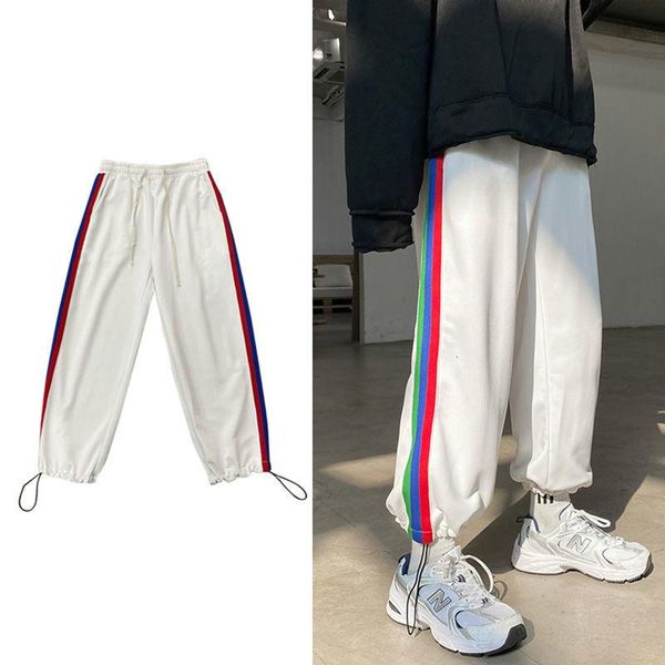 

2021 men's striped printing casual pants fashion harem pants hip hop trousers streetwear loose joggers sweatpants size m-5xl, Black