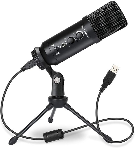 USB-Mikrofon für Computer, Kondensator-Gaming-Mikrofon für Streaming, Skype-Chats, kompatibel mit Mac PC Laptop, Desktop-Windows-Computer