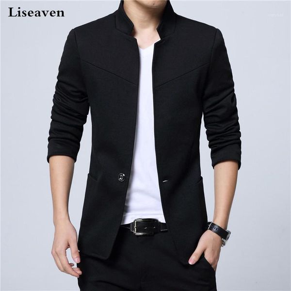 

liseaven blazer men jackets male stand collar male blazers slim fit mens blazer black jacket men plus size 5xl1, White;black