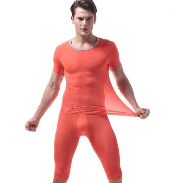 

undershirts sheer shirts men shorts sleeved ultra-thin tight t-shirt ice silk slim satin soft underwear suits transparent gay underwear1, Black;brown