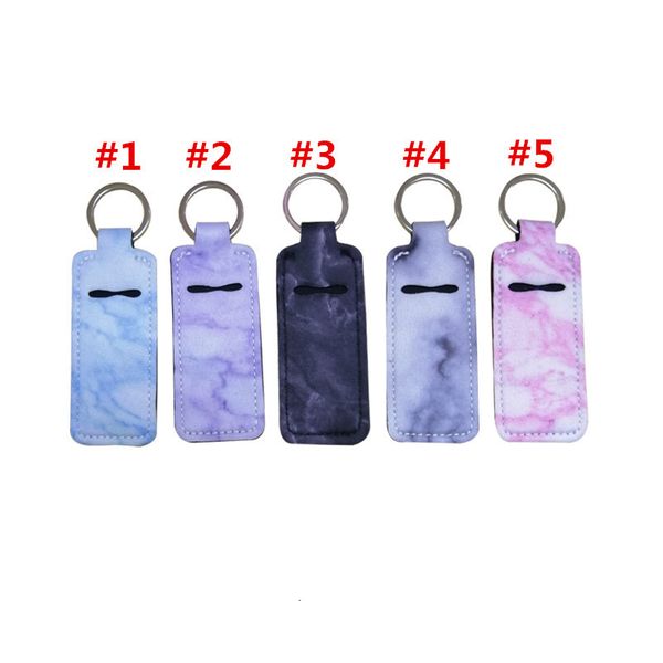 

lip neoprene marble slim chapstick texture keychain balm holder key chain rectangle shape new pattern, Silver