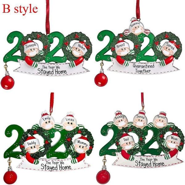 

two style quarantine christmas birthdays party decoration gift product personalized family of 4 ornament pandemic social distancing gwf1833