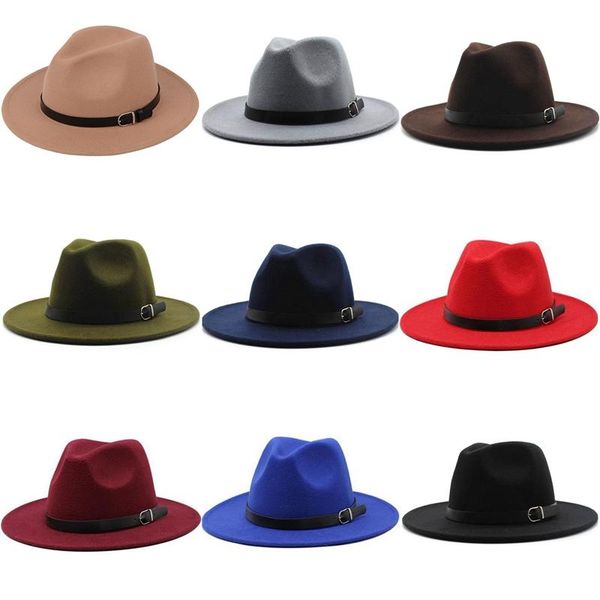 

wide brim hats ladies gentlemen wool felt trilby jazz hat large cap, Blue;gray