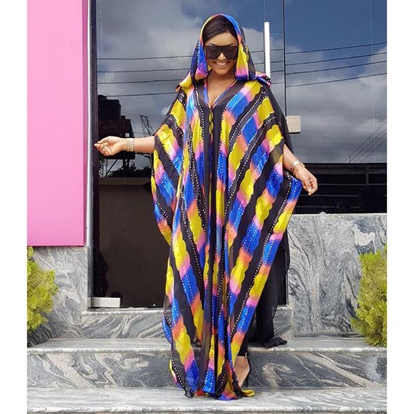 

ethnic clothing style african dress women dashiki rainbow clothes basin riche robe boubou africa dresses outfit hooded moroccan gown, Red
