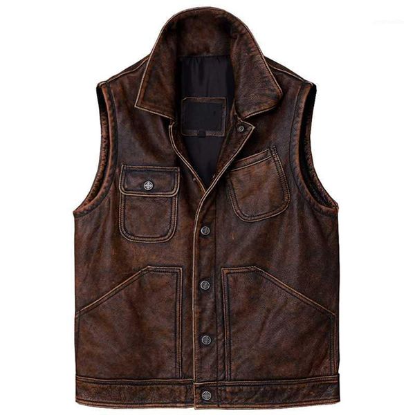

genuine leather high street men vest cowhide big and tall mens weskit waistcoat spring automotive vest coat for men streetwear1, Black;white