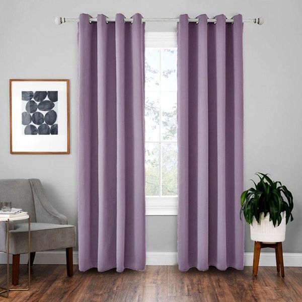 

blackout curtains panels grommet thermal insulated solid color ring room darkening window drapes for bedroom home decoration