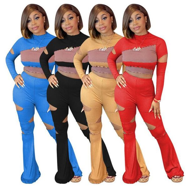 

women panelled outfits long sleeve sweatsuits fall winter tracksuits pullover crop flared pants two pieces set plus size sportswear 4397, Gray