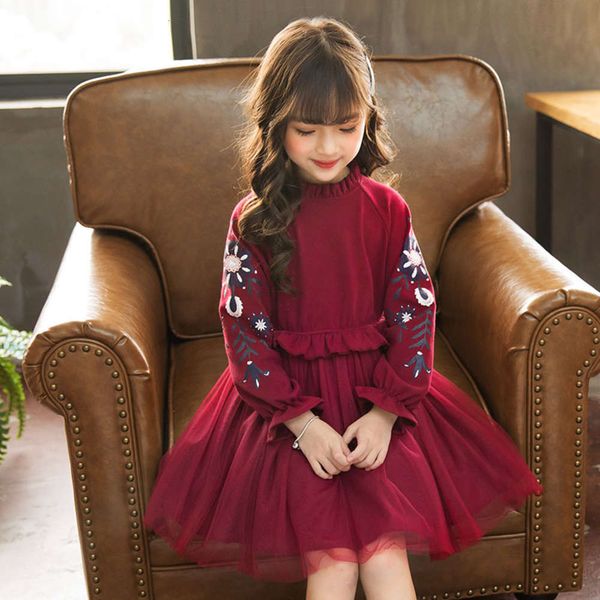 

autumn spring and 2020 new girl's skirt foreign princs middle big children's drs, Red;yellow