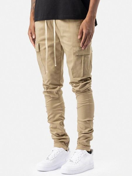 

men drawstring waist cargo pants k6au#, Black