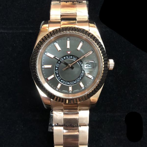 

2021 new selling men's gold watch 42mm automatic movement men's sports leisure watch, Slivery;brown