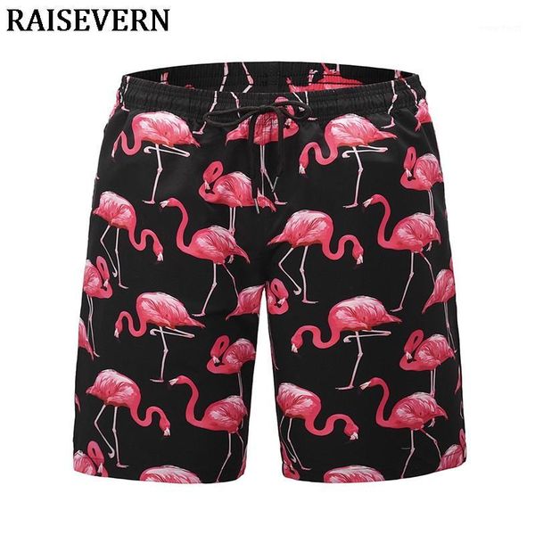 

summer mens beach short quick dry shorts 3d flamingo print casual loose streetwear beachwear homme board shirt plus size1, White;black