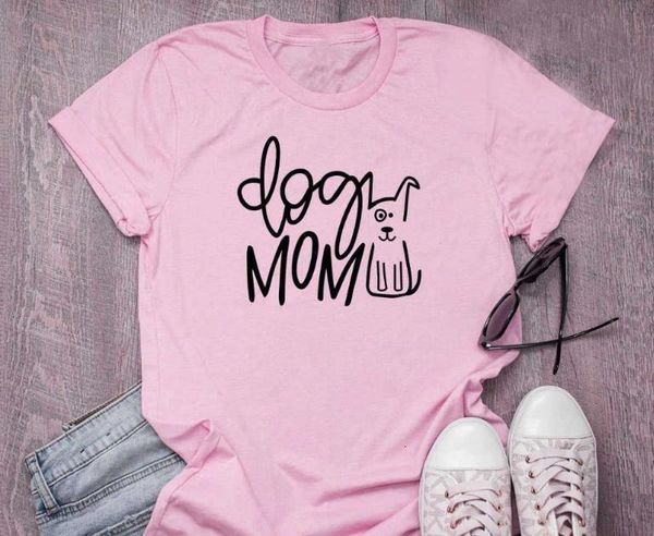 

dog mom letter print t shirt women short sleeve o neck loose tshirt 2021 summer women tee shirt camisetas mujer, White