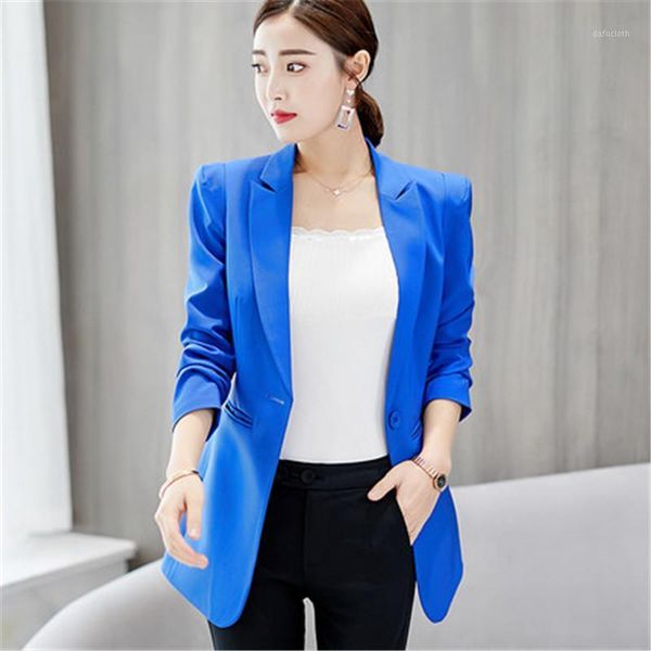 

2020 new professional suit female korean makeover suit female solid color single button casual women blazer jacket1, White;black