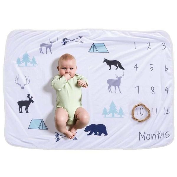 

newborn baby/infant rectangle monthly milestone blanket baby shower gift for boy keepsake blankets p prop 76x102cm y201009
