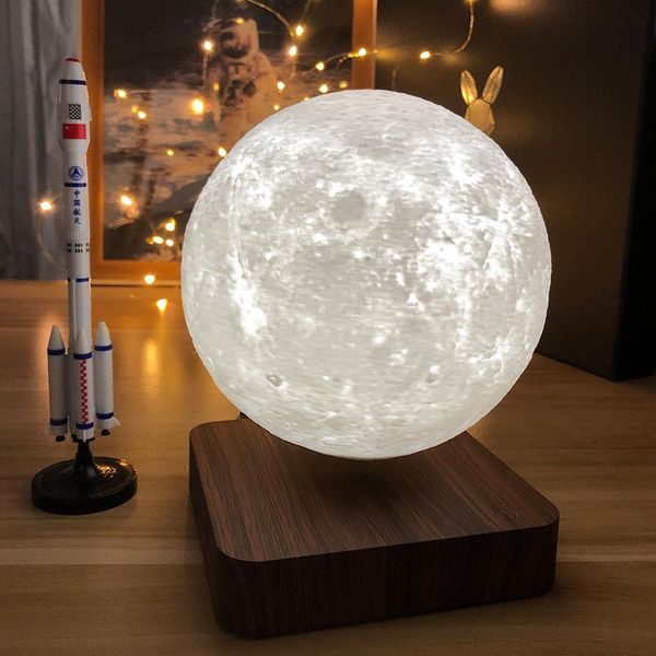 

decorative objects creative 3d magnetic levitation moon lamp night light rotating led floating home decoration holiday