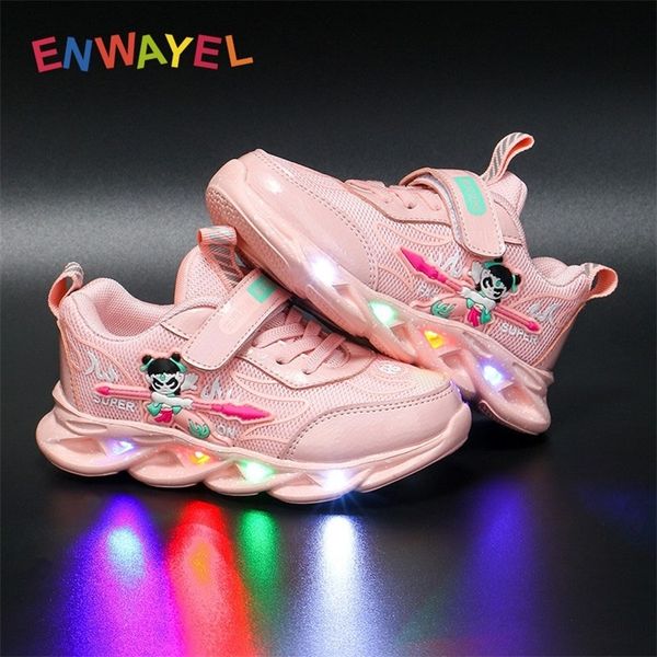

enwayel shining glowing sport led for girls sneakers kids boys bebe toddler baby children shoes with light luminous y201028