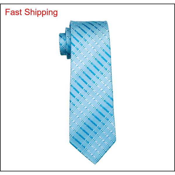 

wedding blue tie for men classic silk hanky cufflinks set jacquard woven formal work qylruy dh_seller2010, Black;blue