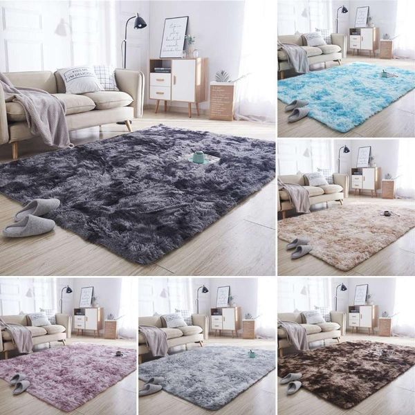 

carpets 7 colors carpet tie dyeing plush soft for living room bedroom anti-slip floor mats water absorption rugs1