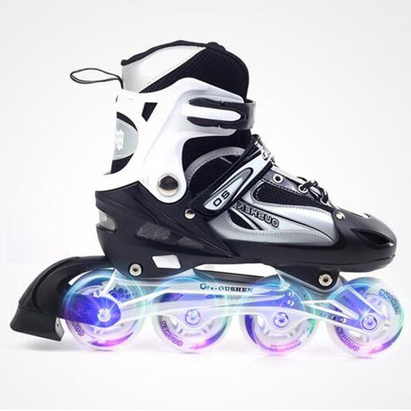 

new single-row black in-line skating roller skates adjustable aluminum bracket1