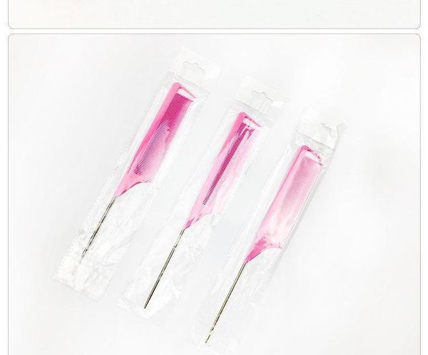 

220x30mm pink fine-tooth anti-static rat tail comb metal pin hair styling tool hair jlldax xhqhlady, Silver