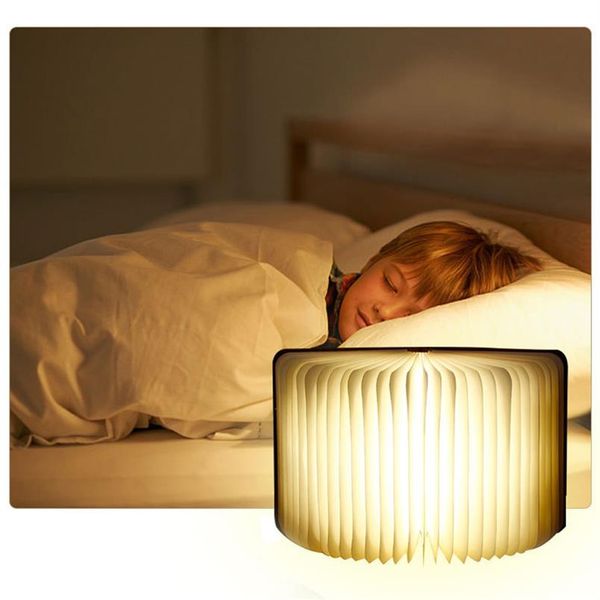 decor Kreative Klappbuchlampe Holz Wiederaufladbare Nachtschlafzimmer Nachttischlampe DHL243C