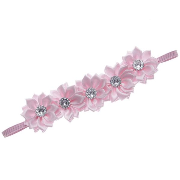 

fashion satin ribbon flowers baby girls headband cute elastic floral hair bands children headwear hair accessories p props wmtbet, Slivery;white